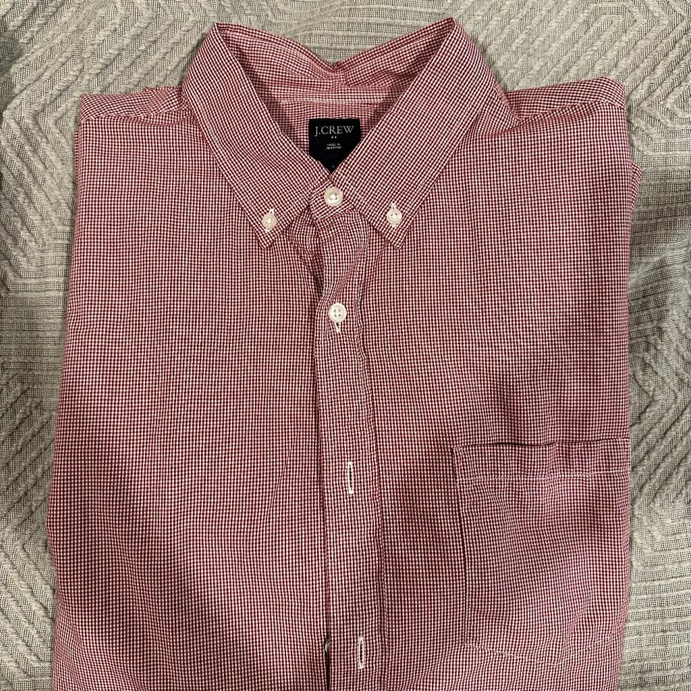J Crew Red Patterned Button Down Shirt Large